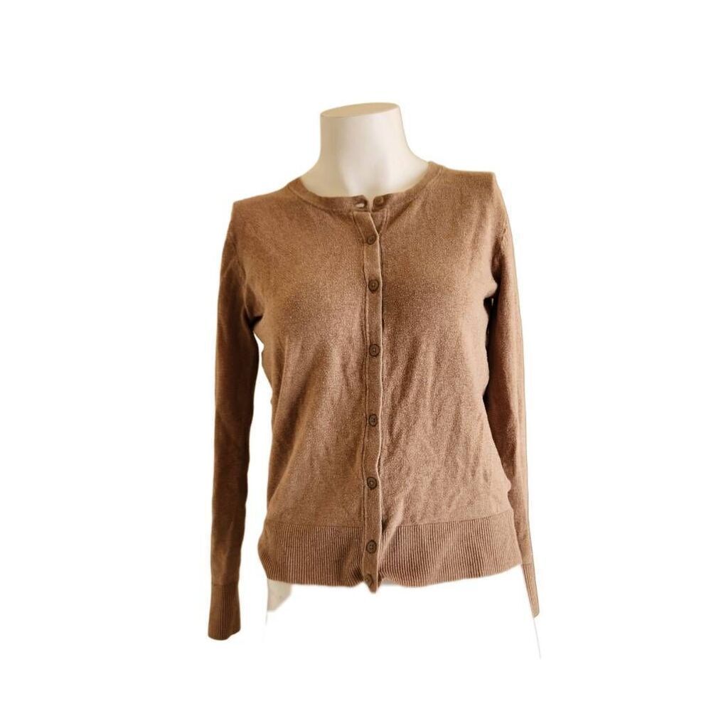 Merona m women's medium brown button-up cardigan sweater